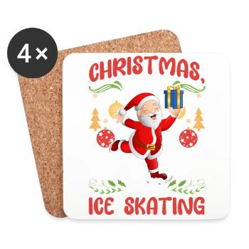 Patinage artistique Patinage artistique Père Noël Amour - Dessous de verre (lot de 4) - blanc - Devant