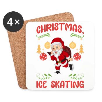Patinage artistique Patinage artistique Père Noël Amour - Dessous de verre (lot de 4) - blanc - Devant
