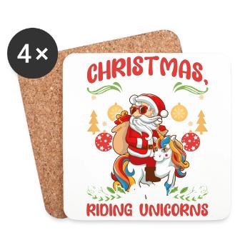 Einhorn Pferde Reitern Weihnachen Liebe Reiten - Untersetzer (4er-Set) - Weiß - Vorne