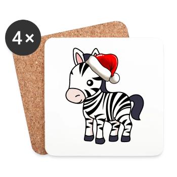 Zebra Comic Christmas - Dessous de verre (lot de 4) - blanc - Devant