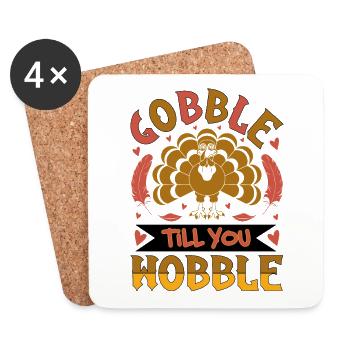 Gobble till you vacillez - Thanksgiving Turkey - Dessous de verre (lot de 4) - blanc - Devant