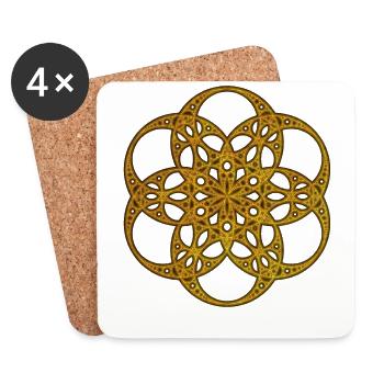 Apollonian Gold Sacred Geo Fleur De Vie - Dessous de verre (lot de 4) - blanc - Devant