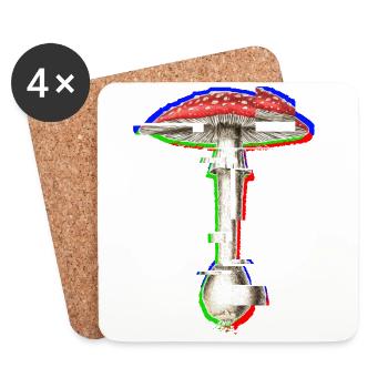 Amanita Muscaria Glitch Kunstpilz - Untersetzer (4er-Set) - Weiß - Vorne