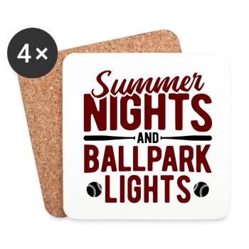 Baseball - Untersetzer (4er-Set) - Weiß - Vorne