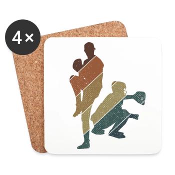 Baseball - Untersetzer (4er-Set) - Weiß - Vorne