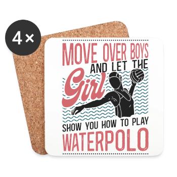 Water Polo Girl Vintage Move Over - Coasters (set of 4) - white - Front