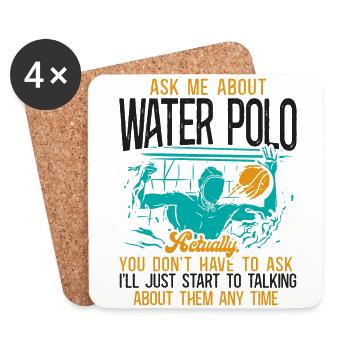 Water Polo Ask Me About Water Polo - Coasters (set of 4) - white - Front