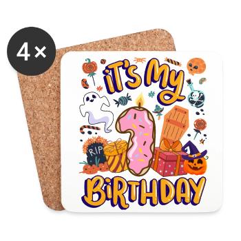 It's my 1 birthday pastry donut halloween - Coasters (set of 4) - white - Front