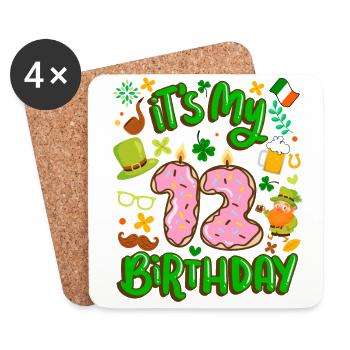 It's my 12 birthday holiday donut st. - Coasters (set of 4) - white - Front