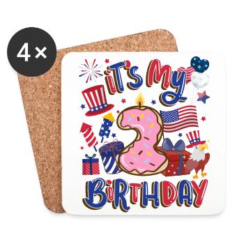 Es Ist Mein 2 Geburtstag Eagle 4. Juli - Untersetzer (4er-Set) - Weiß - Vorne