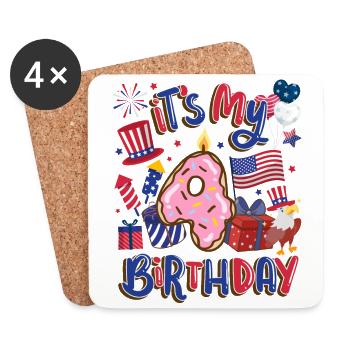 Es Ist Mein 4 Geburtstag Eagle 4. Juli - Untersetzer (4er-Set) - Weiß - Vorne