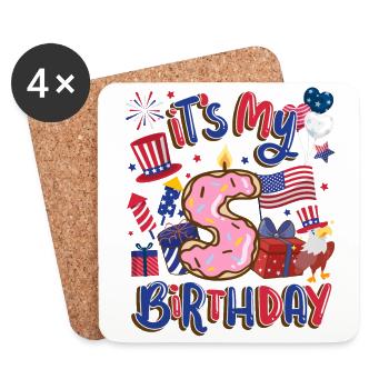 Es Ist Mein 5 Geburtstag Eagle 4. Juli - Untersetzer (4er-Set) - Weiß - Vorne