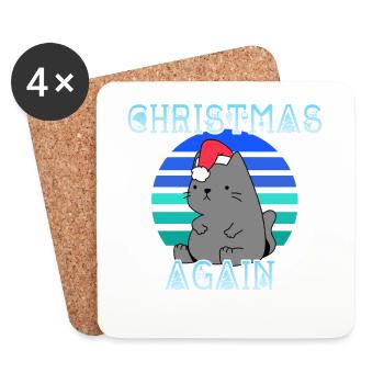 Christmas Again Christmas Cat - Coasters (set of 4) - white - Front