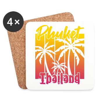 Phuket Thaïlande Coucher de soleil - Dessous de verre (lot de 4) - blanc - Devant