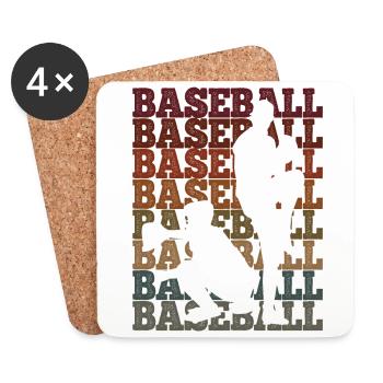 Baseball - Untersetzer (4er-Set) - Weiß - Vorne
