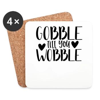 Gobble till you wobble - Thanksgiving Spruch - Untersetzer (4er-Set) - Weiß - Vorne