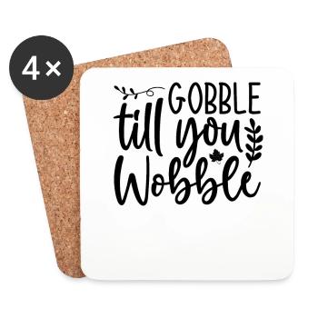 Gobble till you wobble - Thanksgiving Spruch - Untersetzer (4er-Set) - Weiß - Vorne