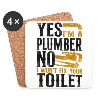 Plumbing Plumber Vintage Yes I Am - Untersetzer (4er-Set) - Weiß - Vorne