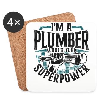 Plumbing Plumber Vintage I'm A - Coasters (set of 4) - white - Front