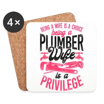 Plumbing Plumber Wife Husband - Coasters (set of 4) - white - Front