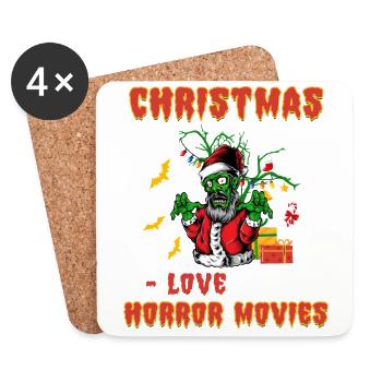 Horror Movie Zombie Santa Christmas Love Horror - Coasters (set of 4) - white - Front