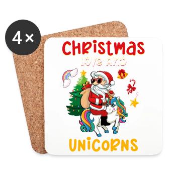 Einhorn Pferde Reitern Weihnachen Liebe Reiten - Untersetzer (4er-Set) - Weiß - Vorne