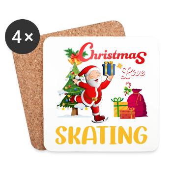 Patinage artistique Patinage artistique Père Noël Amour - Dessous de verre (lot de 4) - blanc - Devant