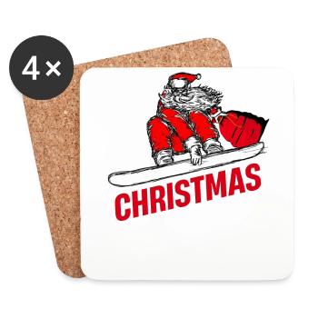 Boarder Snowboarder Christmas Love Snowbaord - Coasters (set of 4) - white - Front