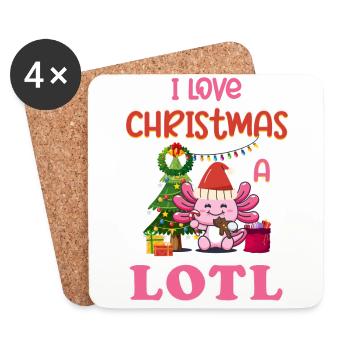 Love Christmas a LOTL, Liebe Weihnachten Axolotl - Untersetzer (4er-Set) - Weiß - Vorne