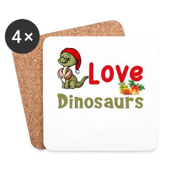Dino Junge Boy Kinder Weihnachen Liebe Dinosaurier - Untersetzer (4er-Set) - Weiß - Vorne
