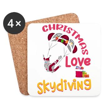 Fallschirm Skydive Weihnachten Liebe und Skydiving - Untersetzer (4er-Set) - Weiß - Vorne