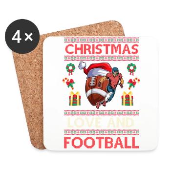 Équipe de football universitaire Amour de Noël - Dessous de verre (lot de 4) - blanc - Devant