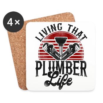 Plumbing Plumber Vintage Retro - Coasters (set of 4) - white - Front