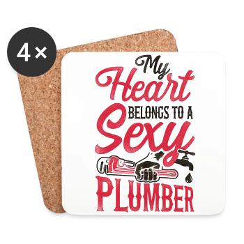 Plumbing Plumber Girlfriend Wife - Coasters (set of 4) - white - Front