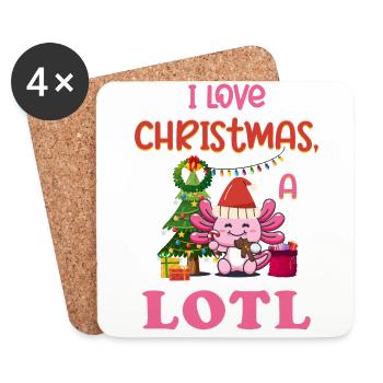Love Christmas a LOTL, Liebe Weihnachten Axolotl - Untersetzer (4er-Set) - Weiß - Vorne