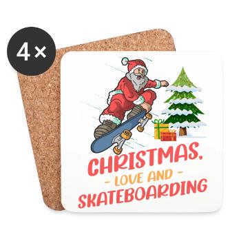 Skater Skatebaord Outfit Christmas Love - Coasters (set of 4) - white - Front