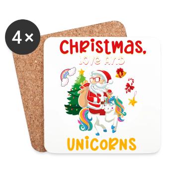 Einhorn Pferde Reitern Weihnachen Liebe Reiten - Untersetzer (4er-Set) - Weiß - Vorne