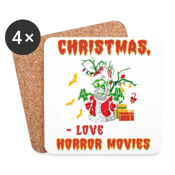 Horror Movie Zombie Santa Christmas Love Horror - Coasters (set of 4) - white - Front