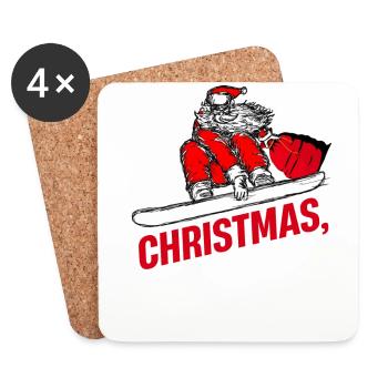 Boarder Snowboarder Weihnachten Liebe Snowbaord - Untersetzer (4er-Set) - Weiß - Vorne