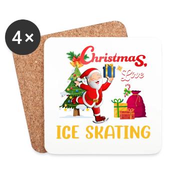 Patinage artistique Patinage artistique Père Noël Amour - Dessous de verre (lot de 4) - blanc - Devant
