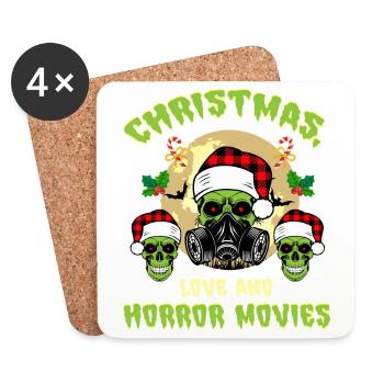 Film d’horreur Zombie Père Noël Amour Horreur - Dessous de verre (lot de 4) - blanc - Devant