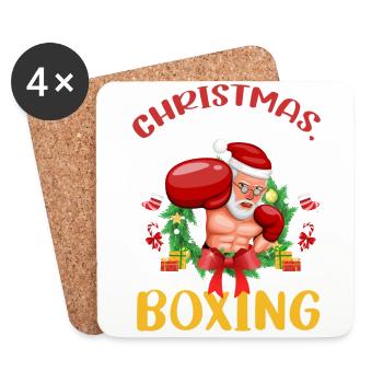 Christmas Love Boxing Boxer Weihnachtsgeschenk - Untersetzer (4er-Set) - Weiß - Vorne