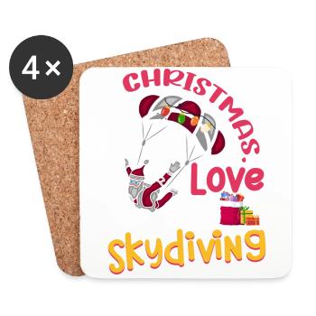 Fallschirm Skydive Weihnachten Liebe und Skydiving - Untersetzer (4er-Set) - Weiß - Vorne
