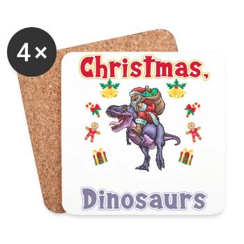 Dino Boy Boy Enfants Noël Amour Dinosaures - Dessous de verre (lot de 4) - blanc - Devant