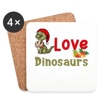 Dino Junge Boy Kinder Weihnachen Liebe Dinosaurier - Untersetzer (4er-Set) - Weiß - Vorne