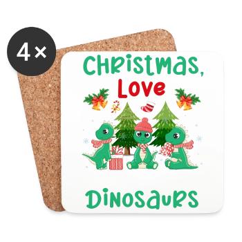 Dino Junge Boy Kinder Weihnachen Liebe Dinosaurier - Untersetzer (4er-Set) - Weiß - Vorne