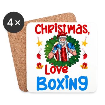 Christmas Love Boxing Boxer Weihnachtsgeschenk - Untersetzer (4er-Set) - Weiß - Vorne