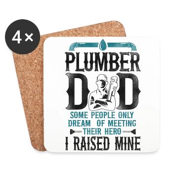 Plumbing Plumber Dad Vintage - Coasters (set of 4) - white - Front