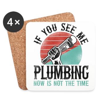 Plumbing Plumber Vintage Retro If - Coasters (set of 4) - white - Front