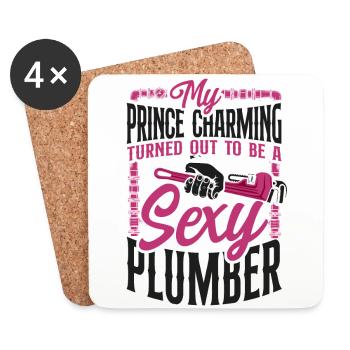 Plombier plombier mon prince - Dessous de verre (lot de 4) - blanc - Devant